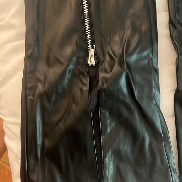 Faux Black Leather Zipper Flare Pants| Size Medium Leather Pants | Leather Pants - Picture 6 of 6